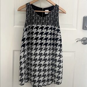 Theory Dress Womens 6 Black White Sculpt U Fringe Tweed Sleeveless Sheath Lined